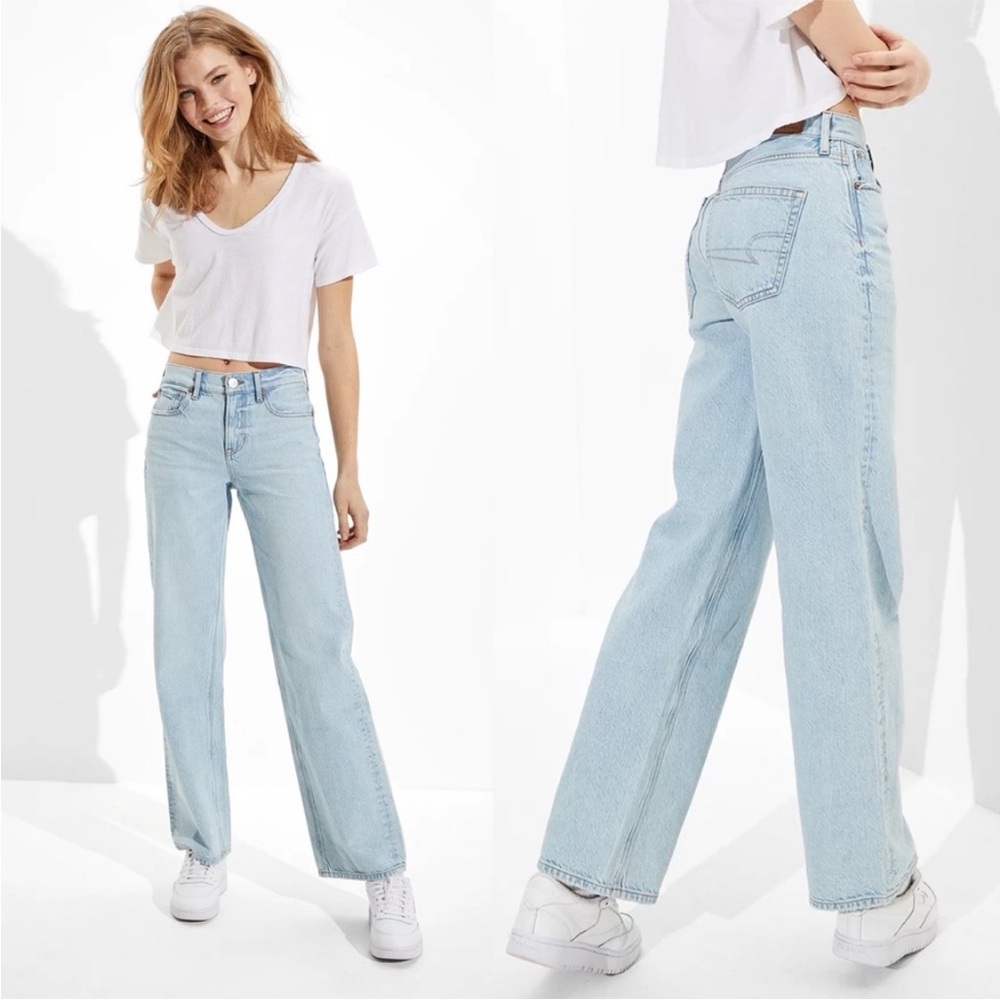American Eagle 90s Wide Leg Jeans Denim Baggy Y2K Skater Streetwear 12